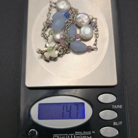 19.5 Inch Sterling Silver Genuine Pearls Flower Clasp Necklace A6583 - Picture 7 of 7